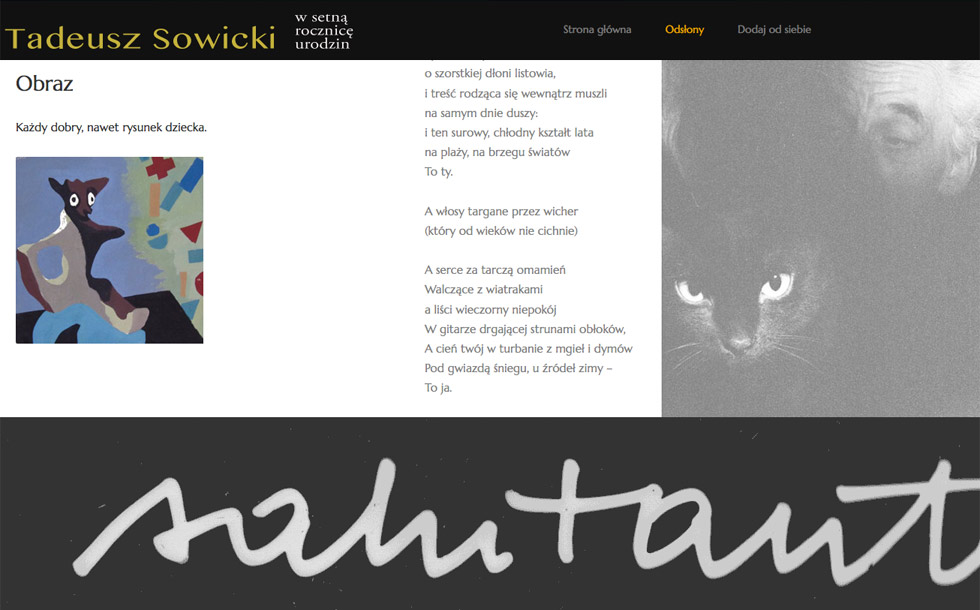 Minnessida åt min far, konstnär och poet. Responsive design, bootstrap. 2015.